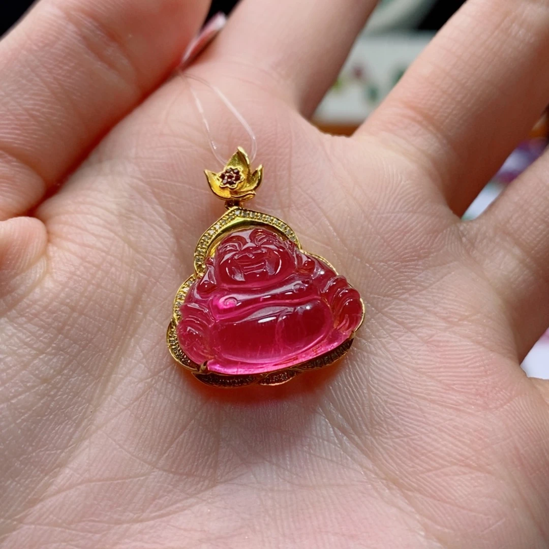 18K金镶嵌颈饰碧玺?*碧玺吊坠yy