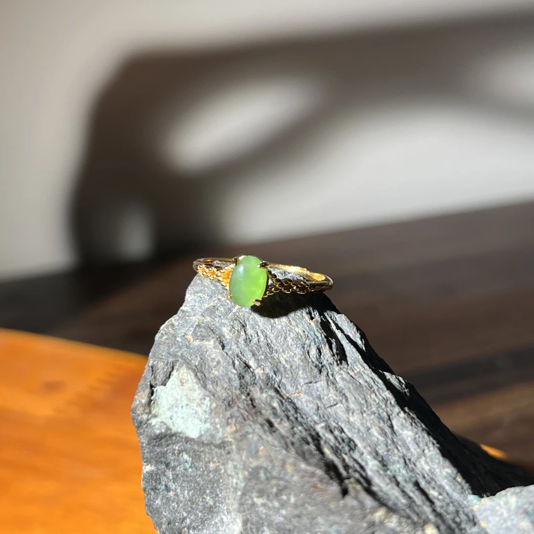 s925苹果绿碧玉戒指   KT24080210