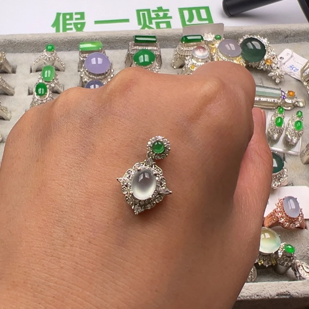 定制翡翠银S925镶嵌A货