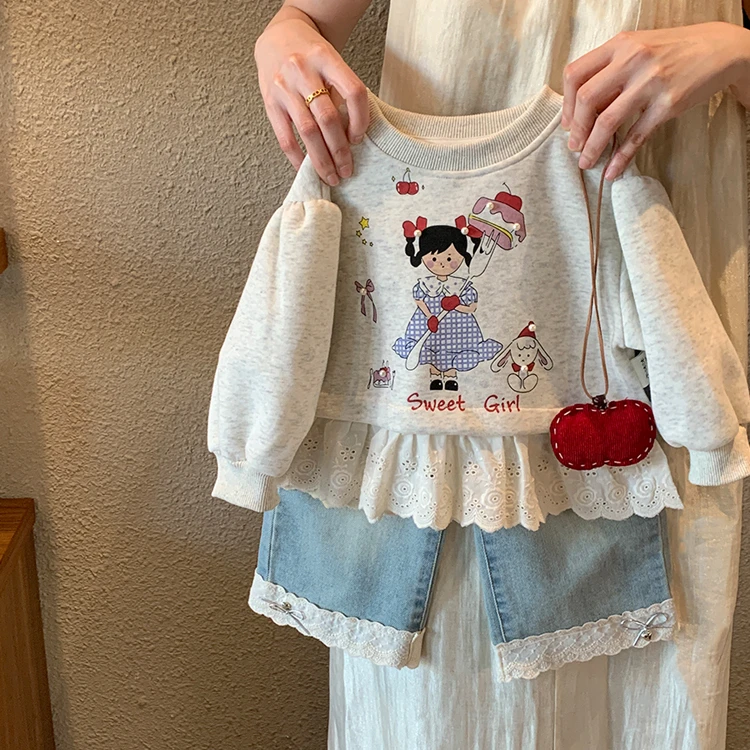 【思晨家】春秋2025新款中小童洋气上衣女宝宝可爱花边长袖T恤百搭