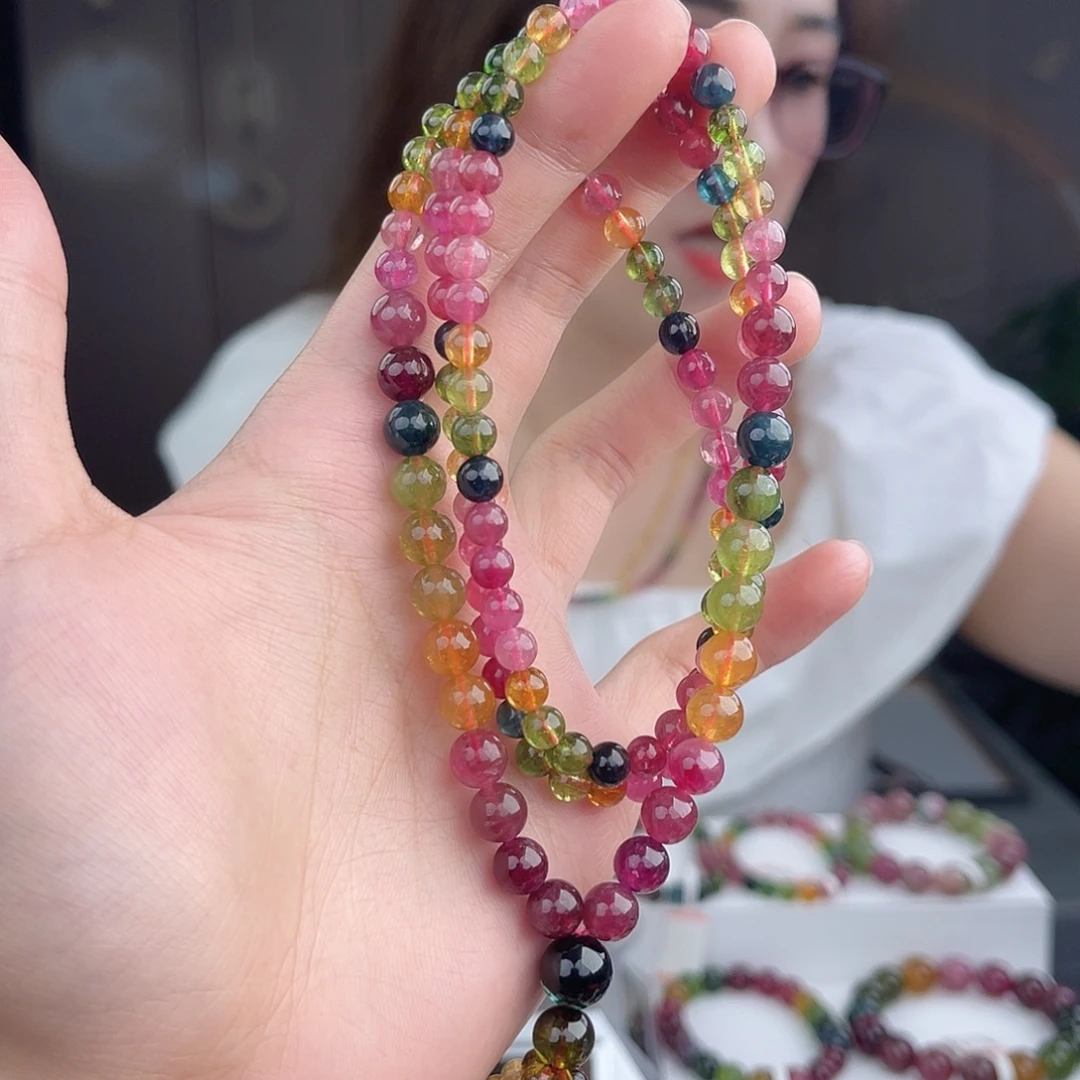 一***着碧玺 毛衣链碧玺未镶嵌