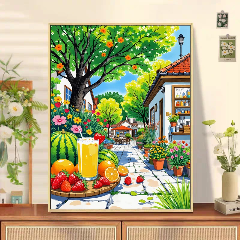 【小白定制】夏日小铺2025新款十字绣48色手工自己绣【裸包无针】