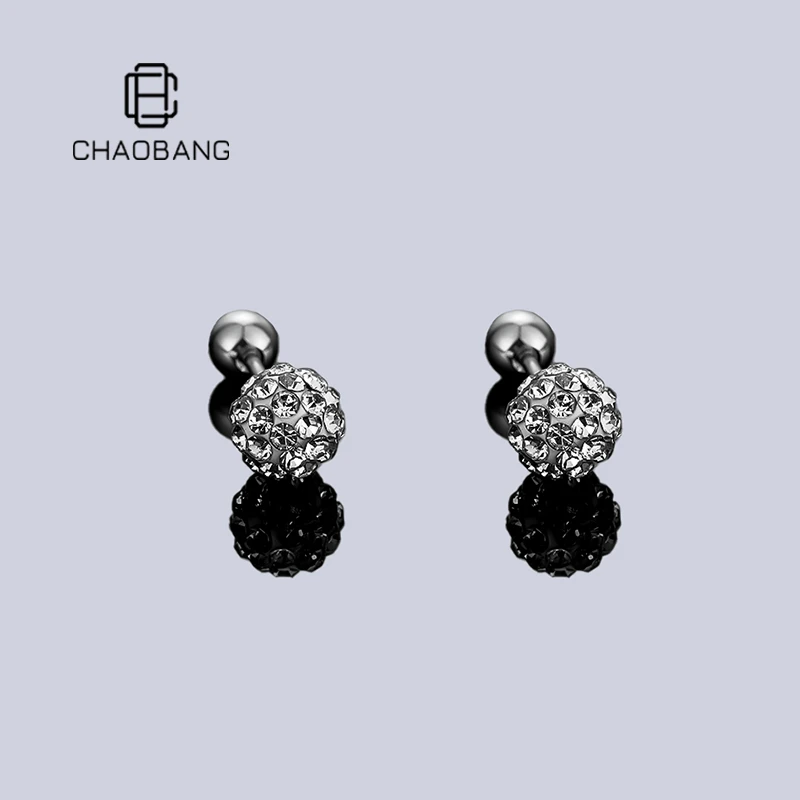 chaobang/潮邦 钛钢耳饰 满天星小星球耳钉轻奢耳饰螺纹耳骨钉ins