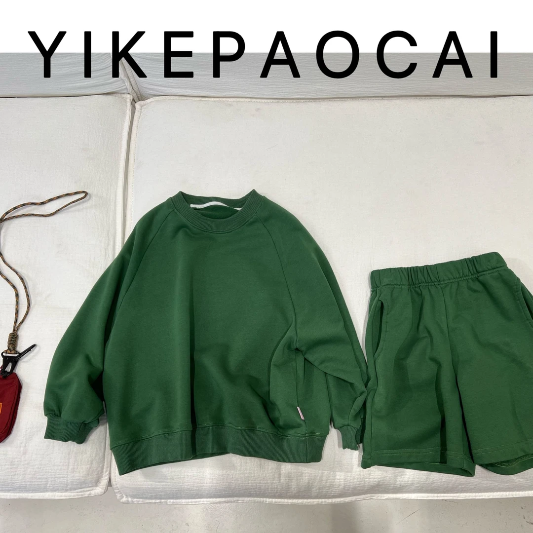 一颗泡菜「童装」9835《春》放松绿 短裤套装