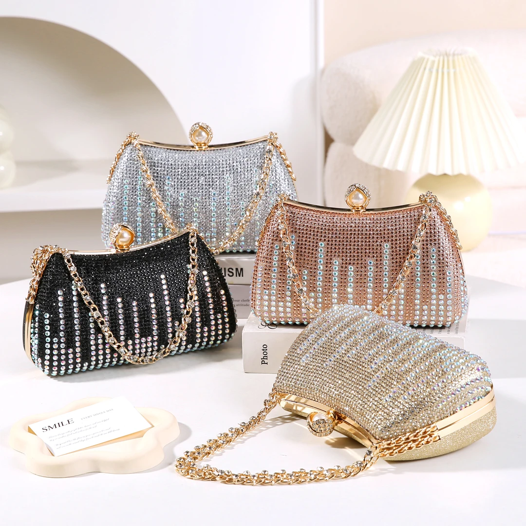 2025新款轻奢高级感音响镶钻晚宴包手提包女士手拿包闪亮礼服旗袍