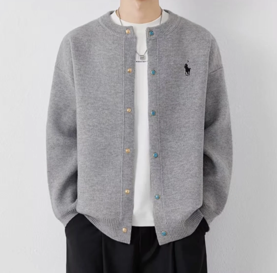 2025毛衣针织衫男士男装撞色针织外套百搭秋冬季休闲开衫812