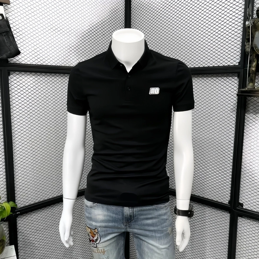 男士短袖高端字母t恤新款潮牌商务时尚翻领POLO衫