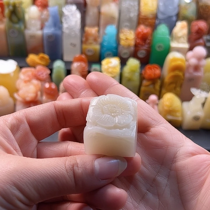 老挝石印石手工定制2.8厘米，牡丹，包刻字