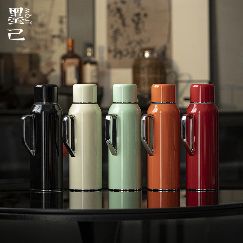 墨己 传家壶机械温显 家用保温水壶316不锈钢户外便携典雅焖茶壶