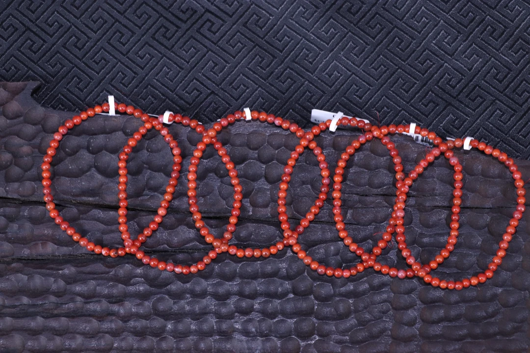 原矿无优化天然南红川料火焰纹单圈3mm左右多样发一串有坑裂慎拍