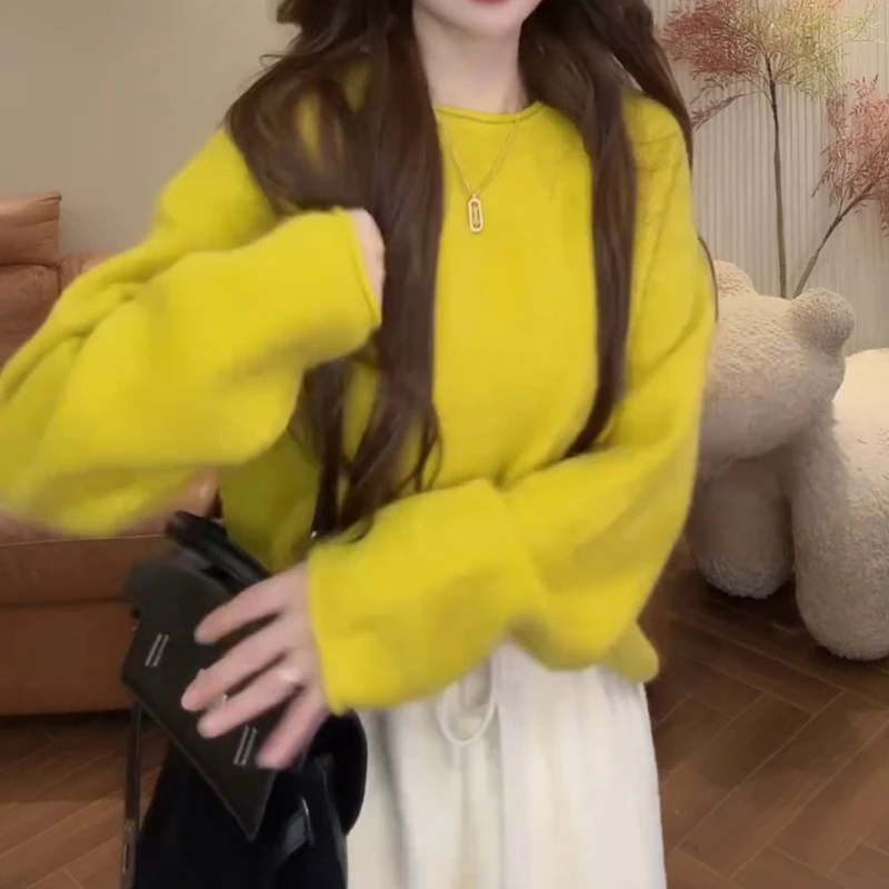 韩式慵懒温柔纯色显瘦百搭毛衣LK2507862