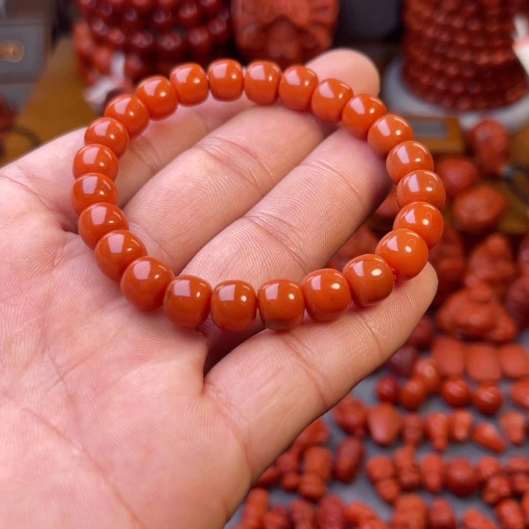 南红玛瑙未镶嵌川料精工老型手串卡8➕