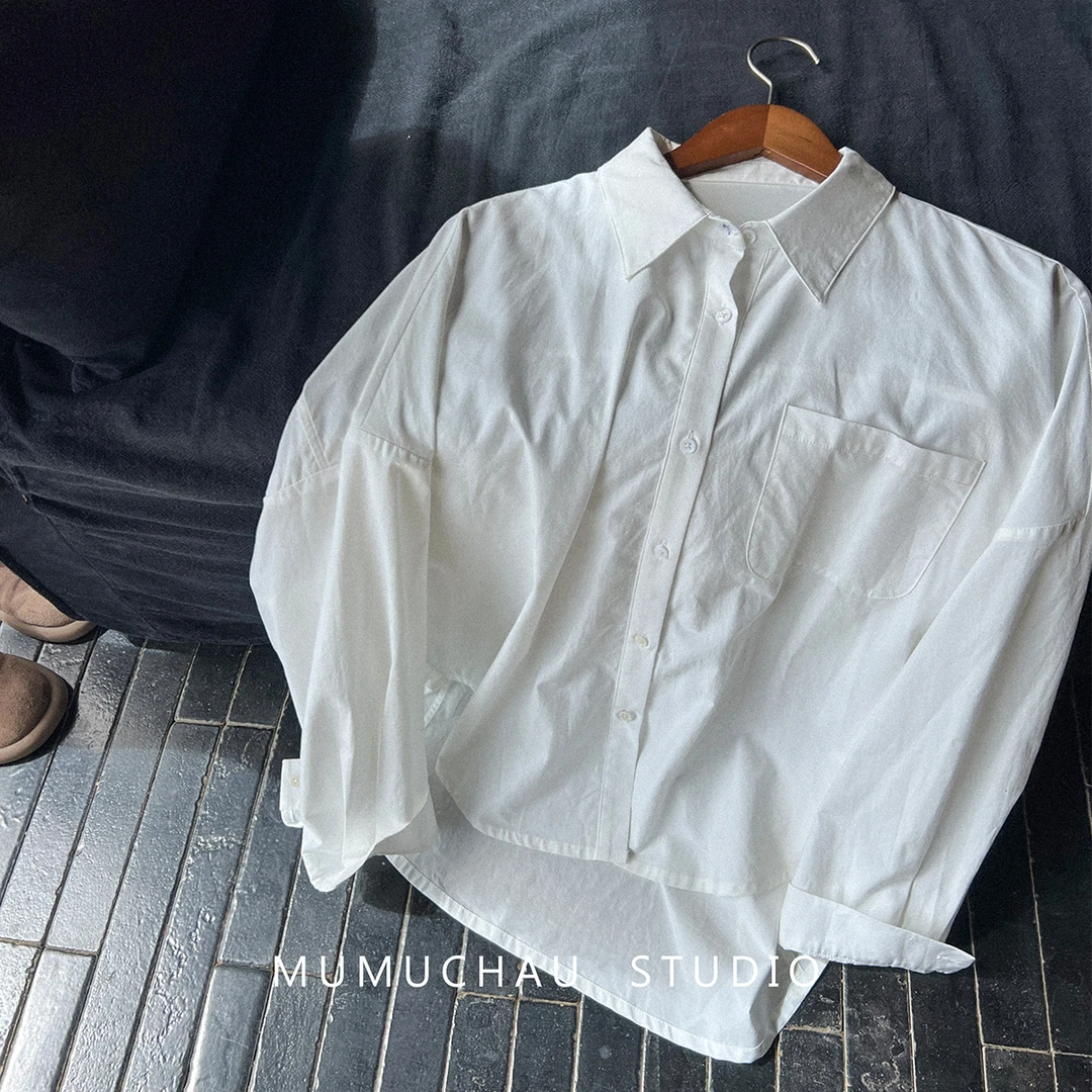 「MUMU CHAU」【勾勒】莫代尔棉长袖衬衫女小风格上衣LQ58117