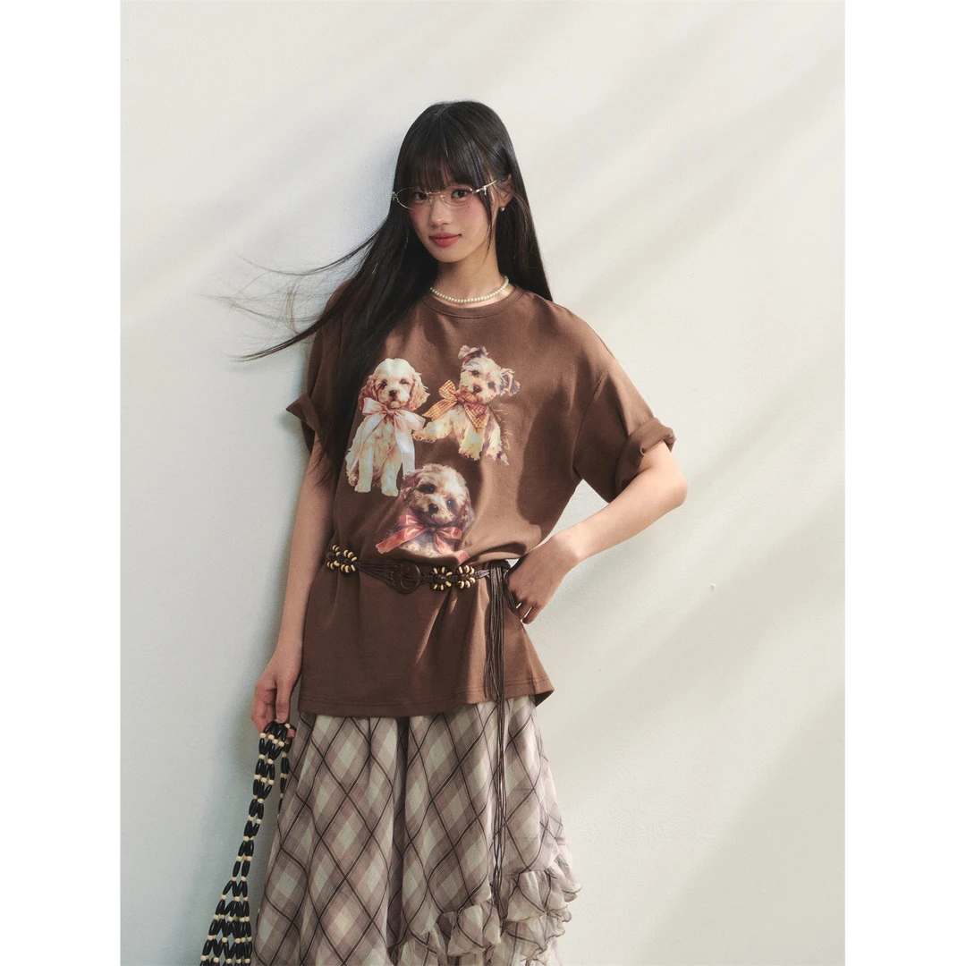 AsGony 小狗印花T恤/背心/半裙/牛仔裤/牛仔中裤