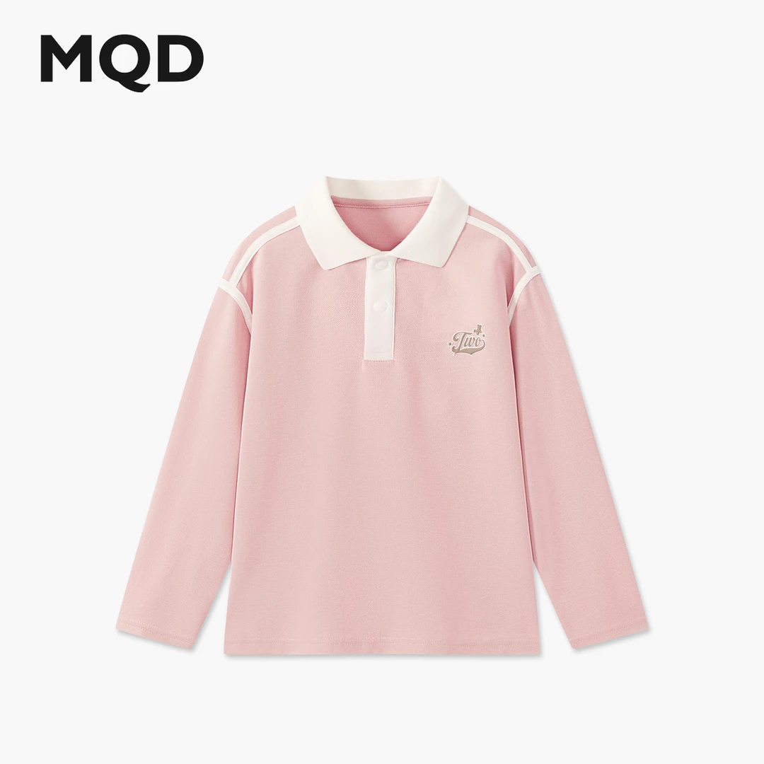 MQD男童25秋新款街潮学院风女童撞色翻领POLO衫9653W0411