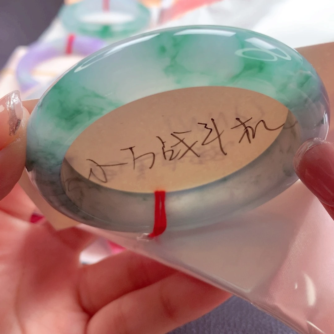翡翠未镶嵌手镯师妹55.3海蓝之谜蓝花（10号）