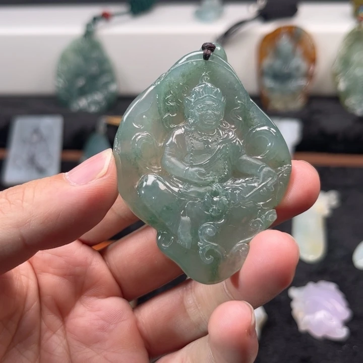 翡翠未镶嵌套链天然缅甸翡翠白财神