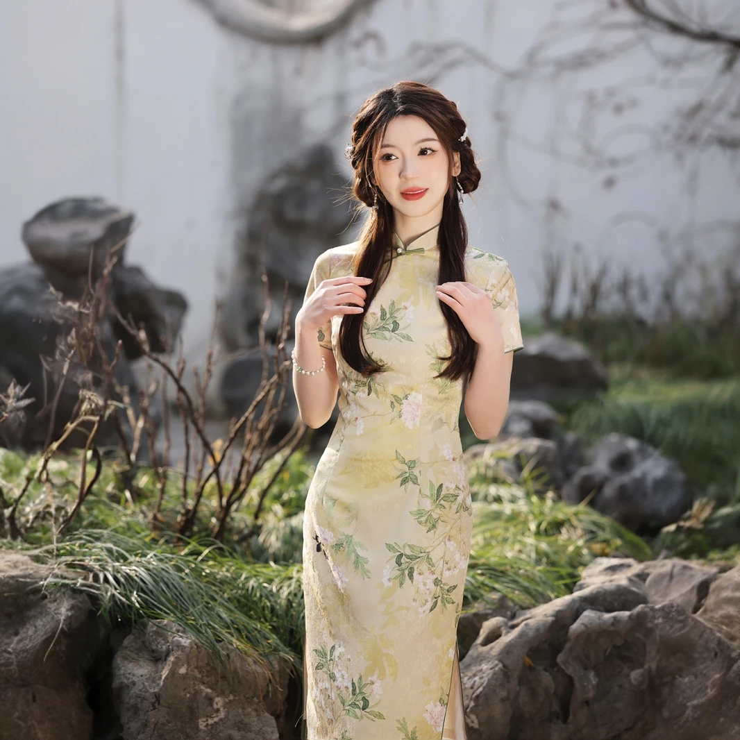 玉锦云裳|新中式国风旗袍连衣裙2025夏日常修身显瘦中长款S-3XL