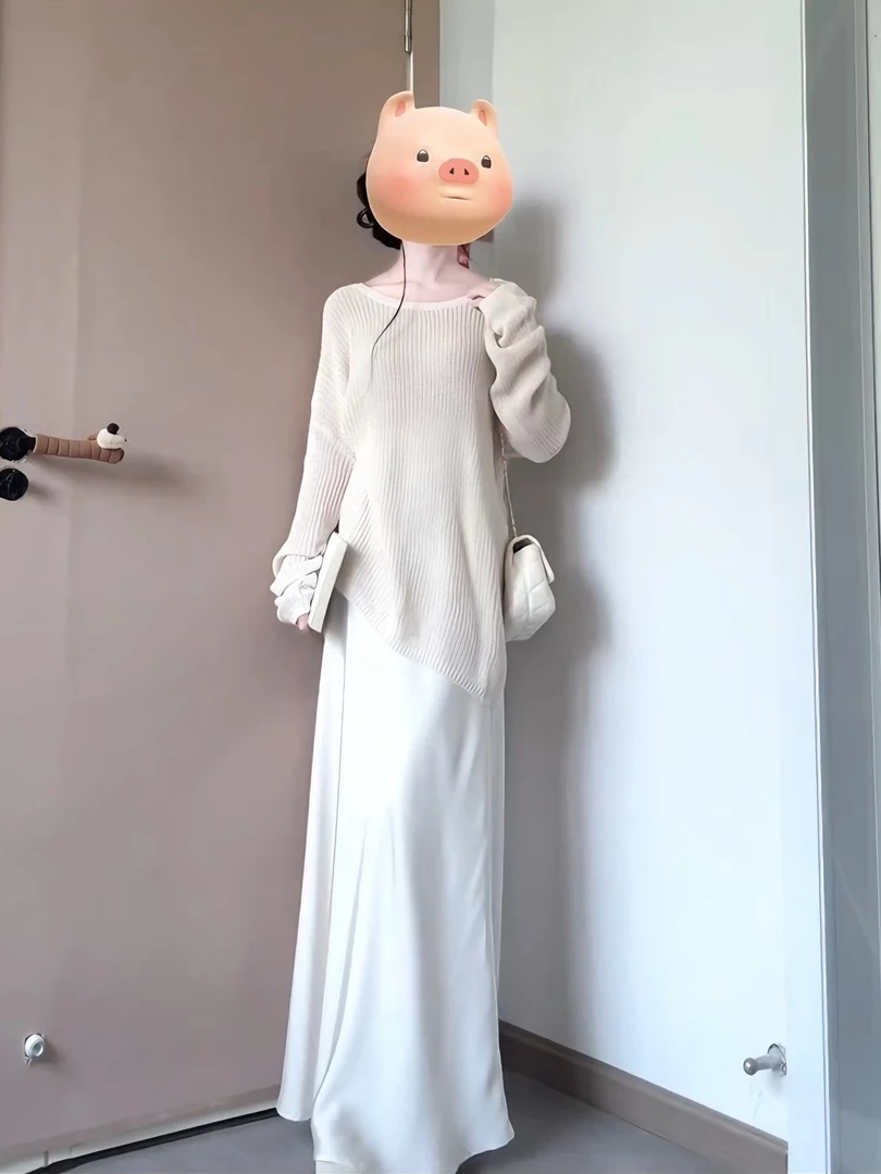 2025秋季新款轻熟风休闲穿搭气质长袖罩衫上衣高腰修身半身裙套装