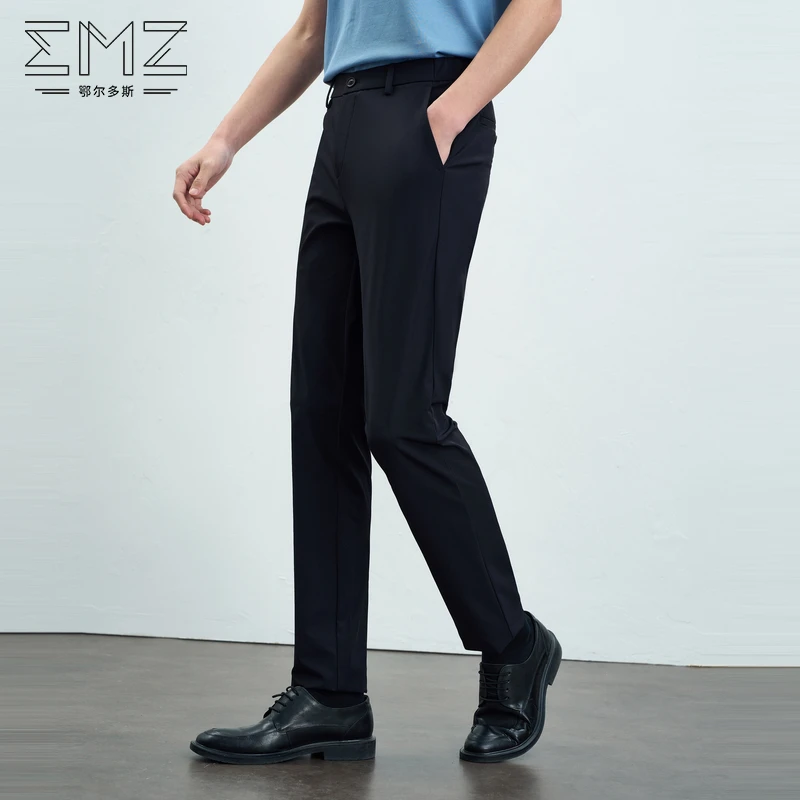 EMZ鄂尔多斯休闲裤男士直筒裤高端商务百搭弹力修身透气显腿直