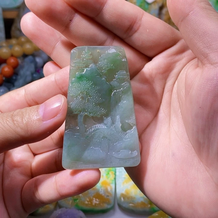 未镶嵌定制翡翠翡翠山水牌