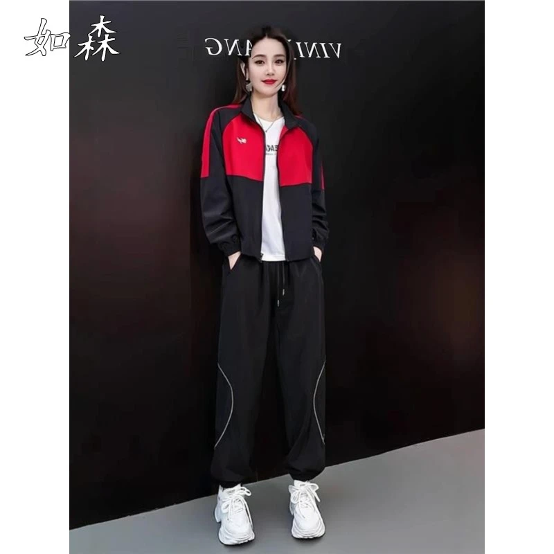 跑步运动服套装女2025新款春秋休闲时尚小个子气质外套裤子两件套