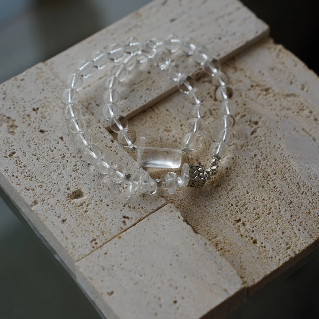 【冰雪】双圈手链8MM白水晶✖️15MM天然白水晶配证书男女款礼物首饰