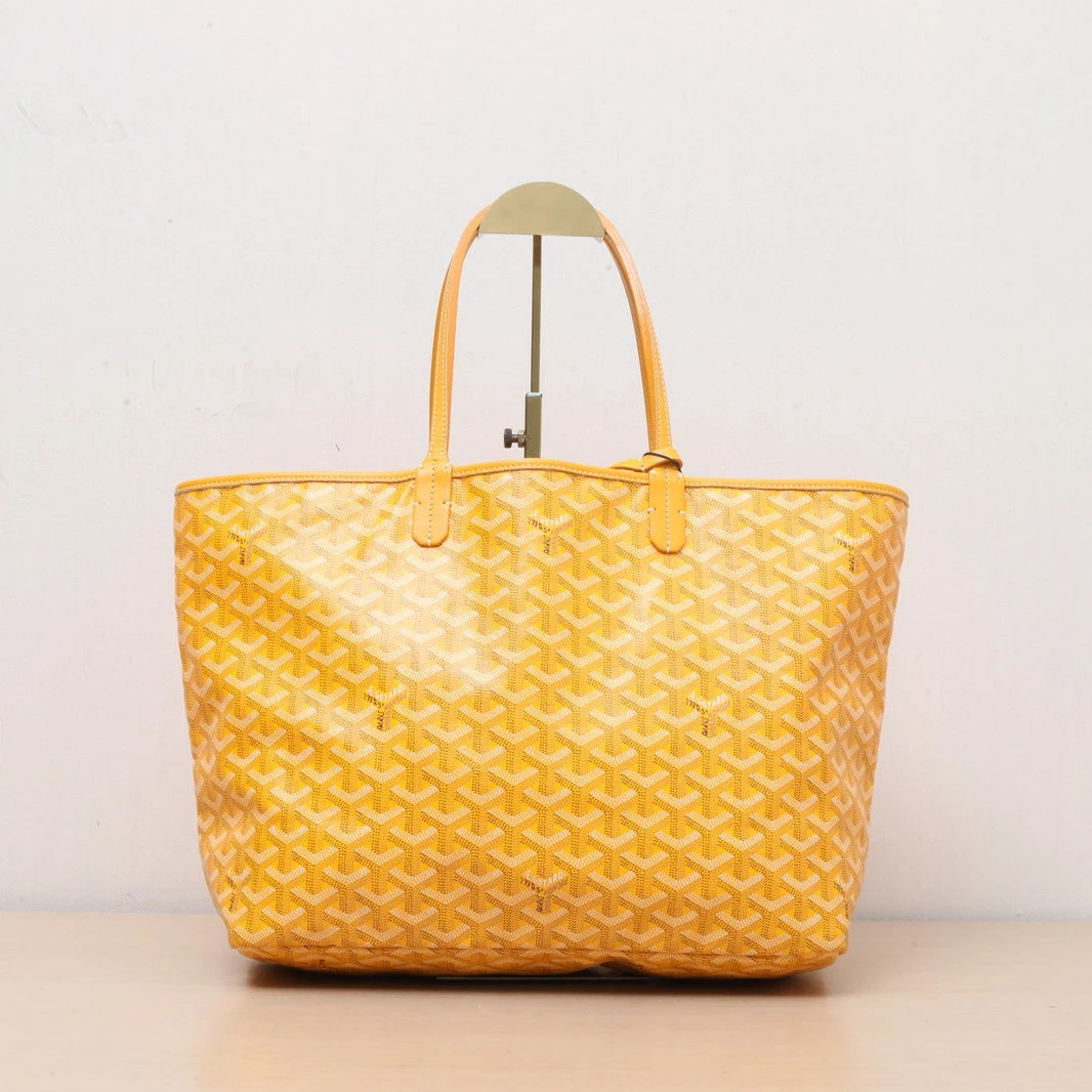 95新 Goyard 【双攀】购物袋 子母包 34 中号 黄色 PVC 705617