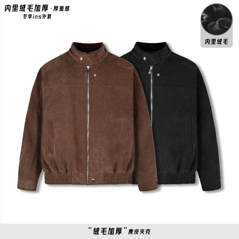 【冬季加绒加厚纯色保暖立领外套】时尚拉链立领外套26510