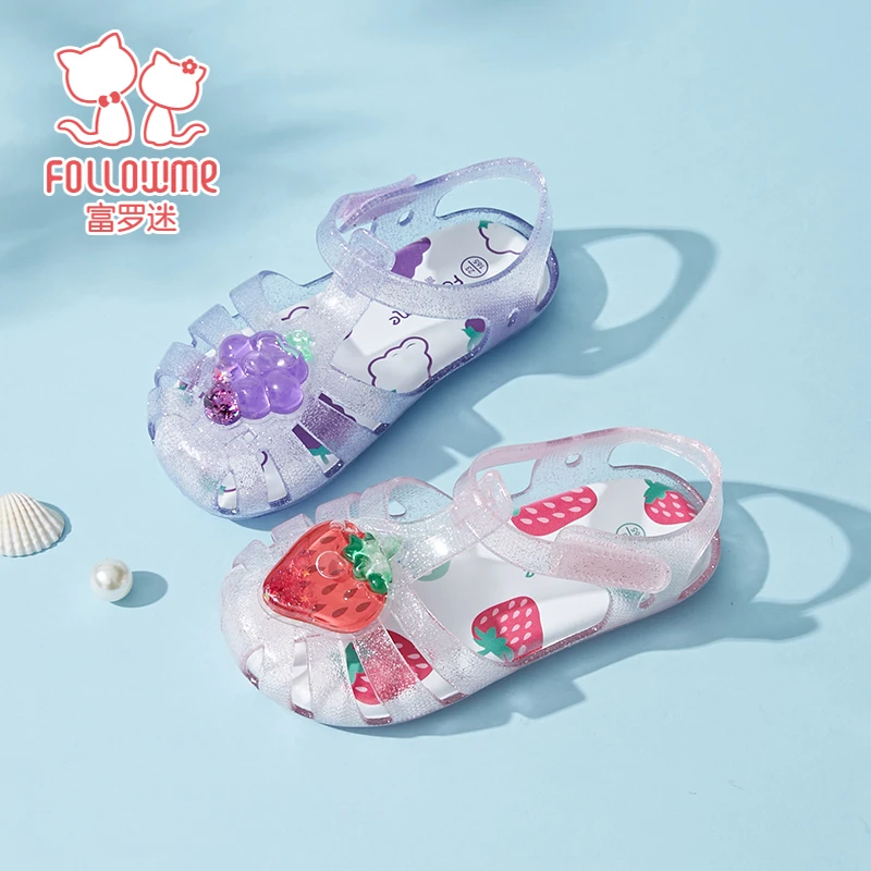 富罗迷闪亮水钻果冻鞋2025夏季新款时尚百搭女童公主水晶鞋5B9042