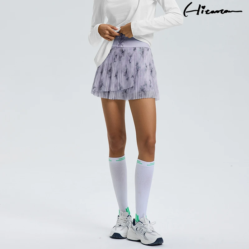 Hitaotao女孩新宠miu式休闲羽毛裙手工编绳收腰网球运动百褶短裙