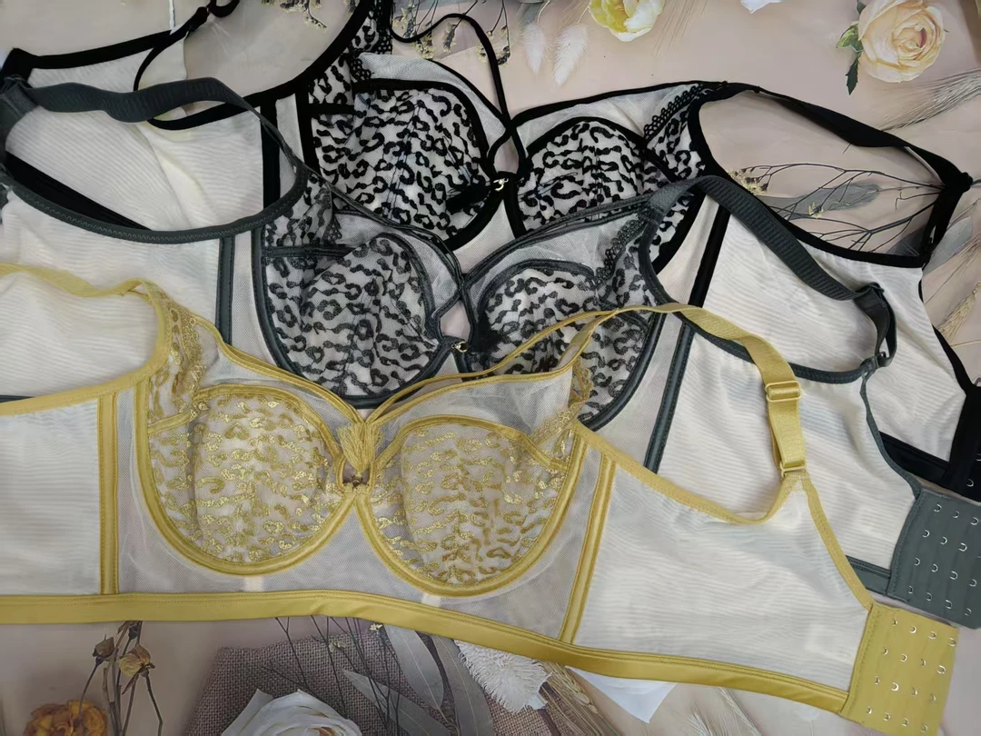 清仓福利~端高性感豹纹蕾丝内衣女大胸显小防下垂调整型文胸