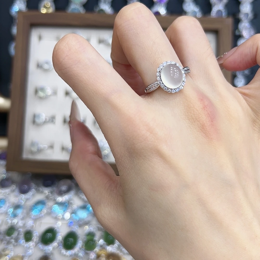 岫玉银S925镶嵌戒指