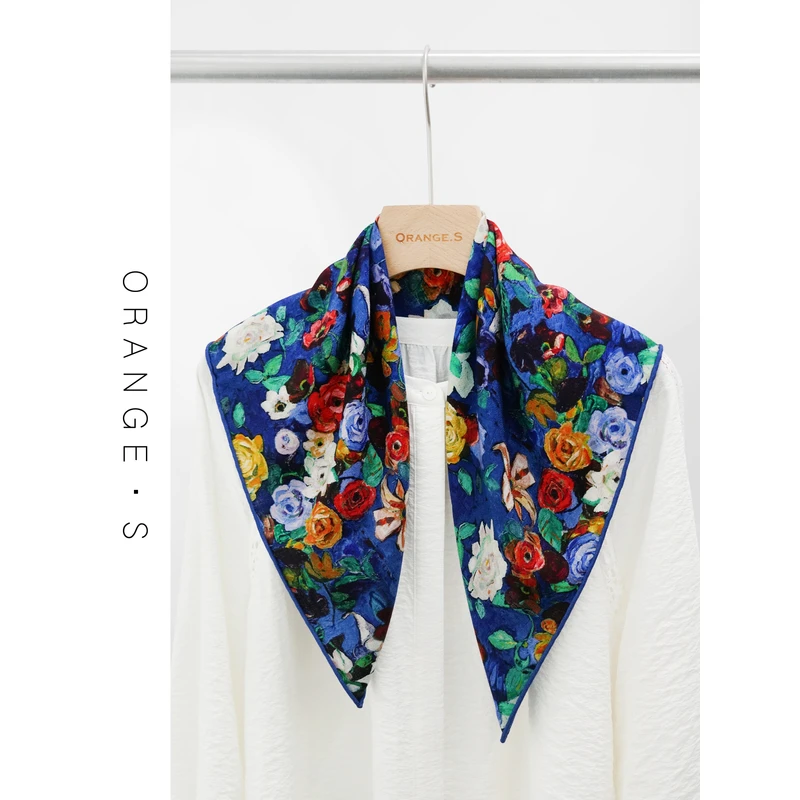 羊毛中方巾！【山花烂漫处】绝美油画100%澳洲羊毛围巾丝巾女62cm