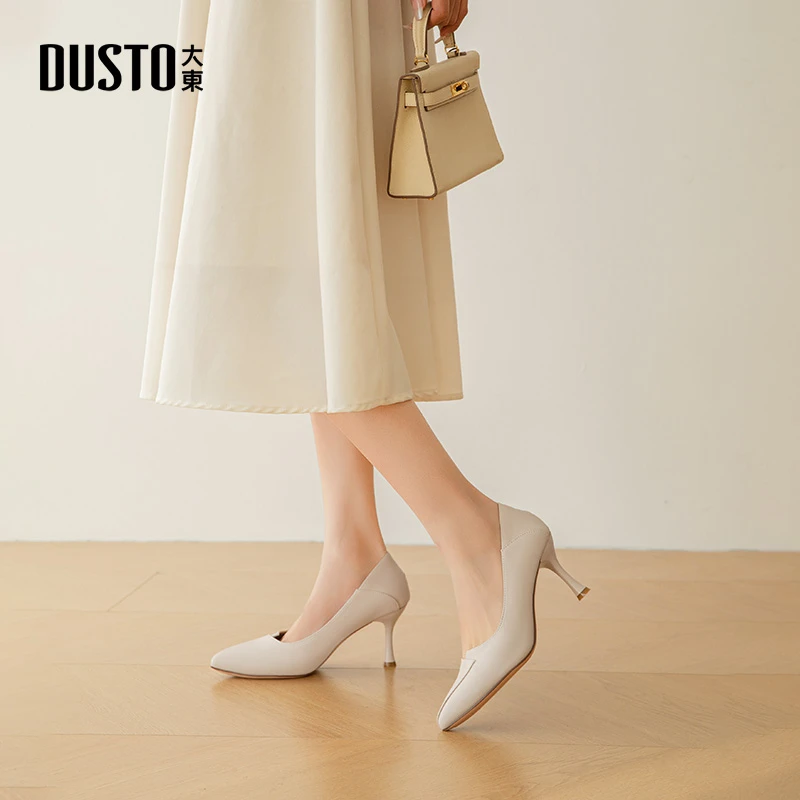 大东浅口高跟鞋女2025秋冬新款优雅细跟职场单鞋增高尖头女鞋3221