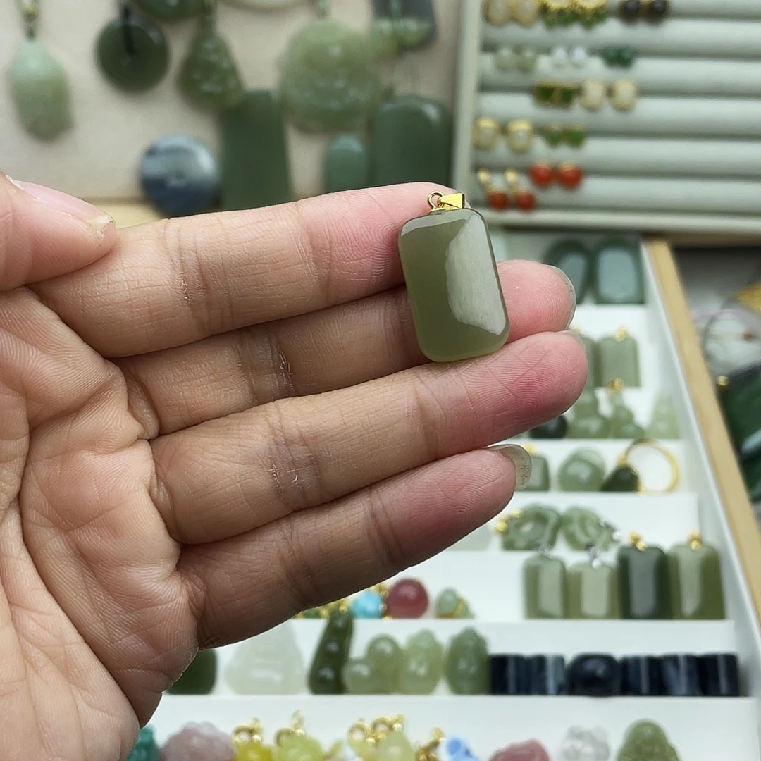 和田玉银S925镶嵌吊坠(不含链)