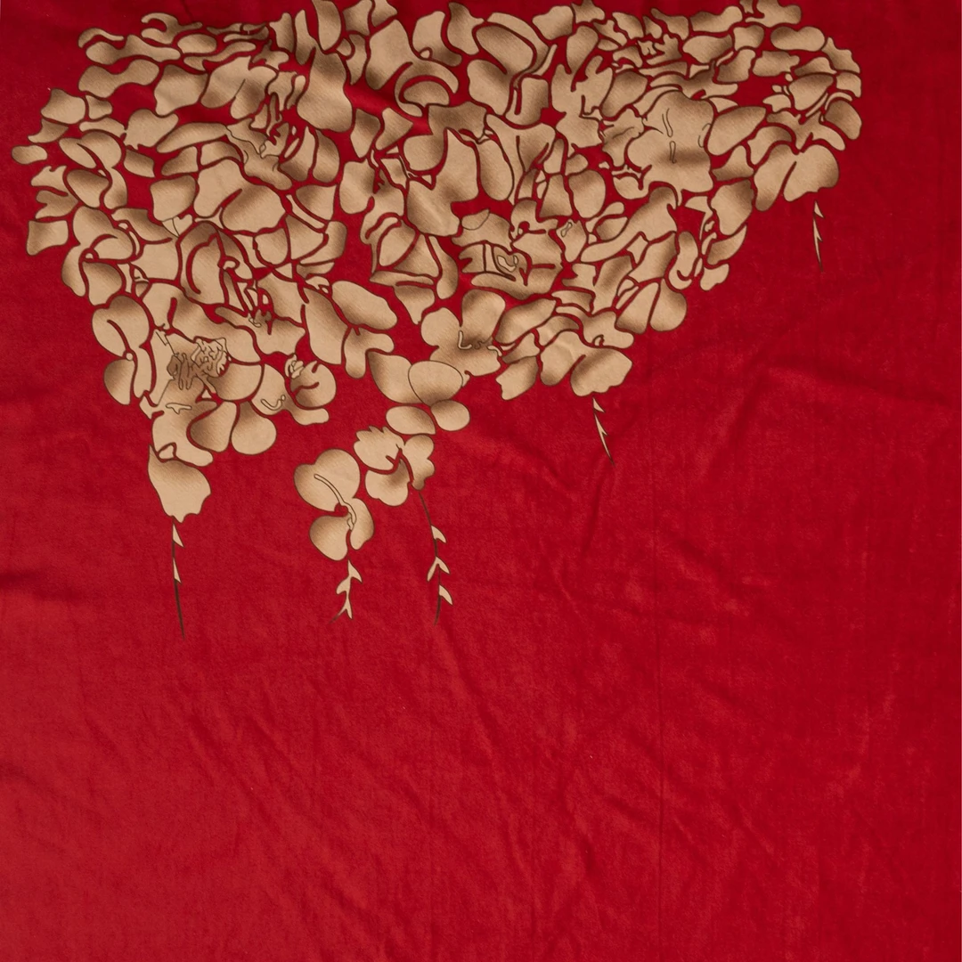 混 手工布料阳离子秋冬定位花红色花瓣自发热做打底衫连衣裙面料