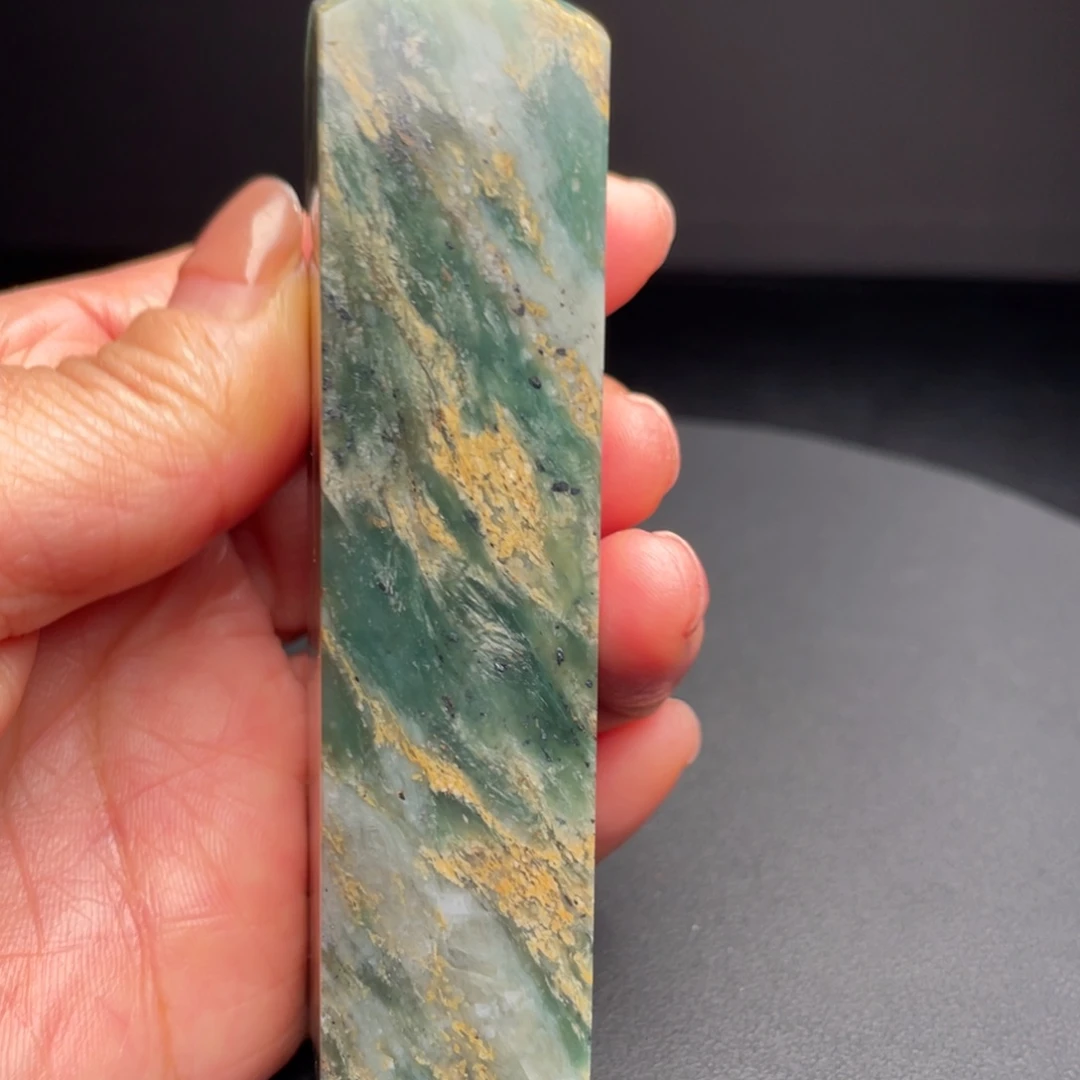 四川石雅安绿石手把件印章