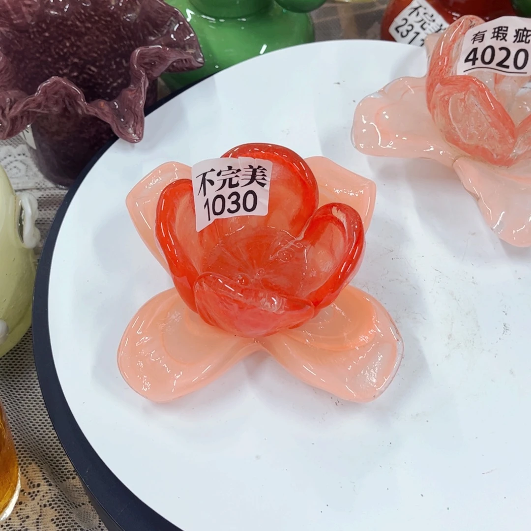 1030烛台花 家悦琉璃花瓶摆件不完美