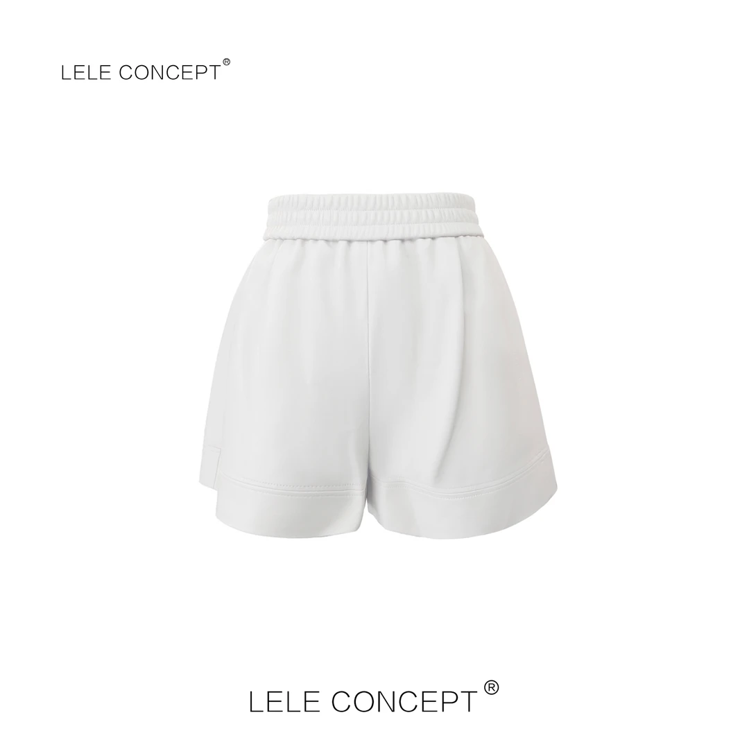 LELE CONCEPT｜【如一】松紧腰皮短裤简约净版百搭阔腿宽松舒适K0244