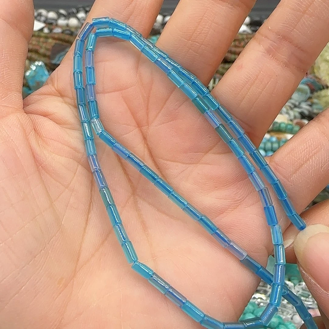 玛瑙/玉髓合金珠宝半成品蓝玛瑙2-4mm一条