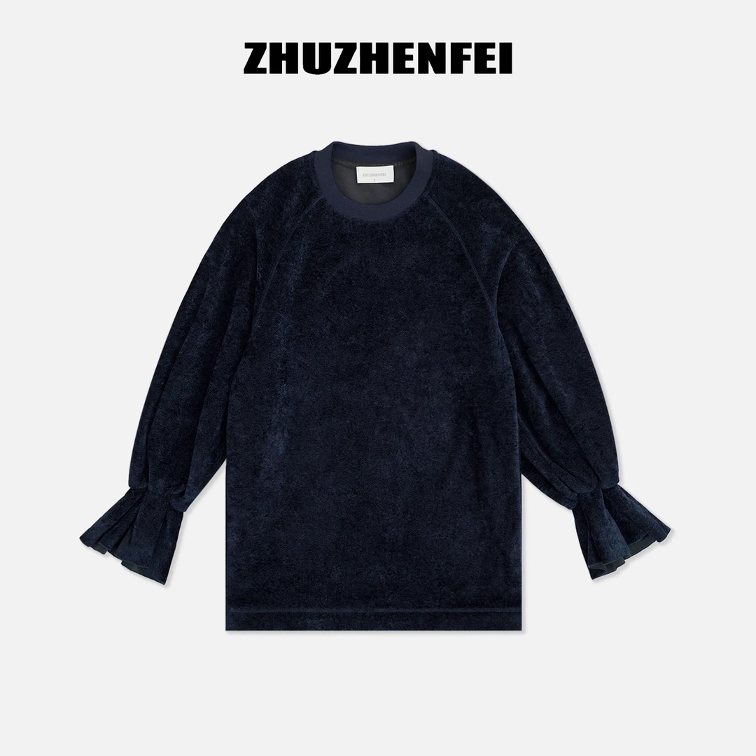 ZHUZHENFEI 【青霭流裳】毛绒舒适柔软舒适休闲上衣长袖T恤-Z354026