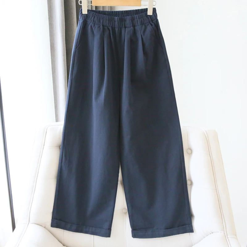 腿越粗越黑色！白色休闲春秋腿裤女高腰直筒九分哈伦裤显瘦宽阔腿