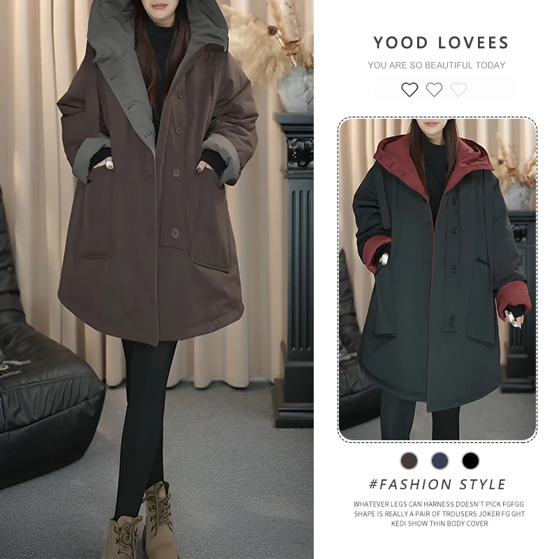 韩版双面穿棉服女2025冬季新款小众显瘦通勤棉衣别致超好看外套潮