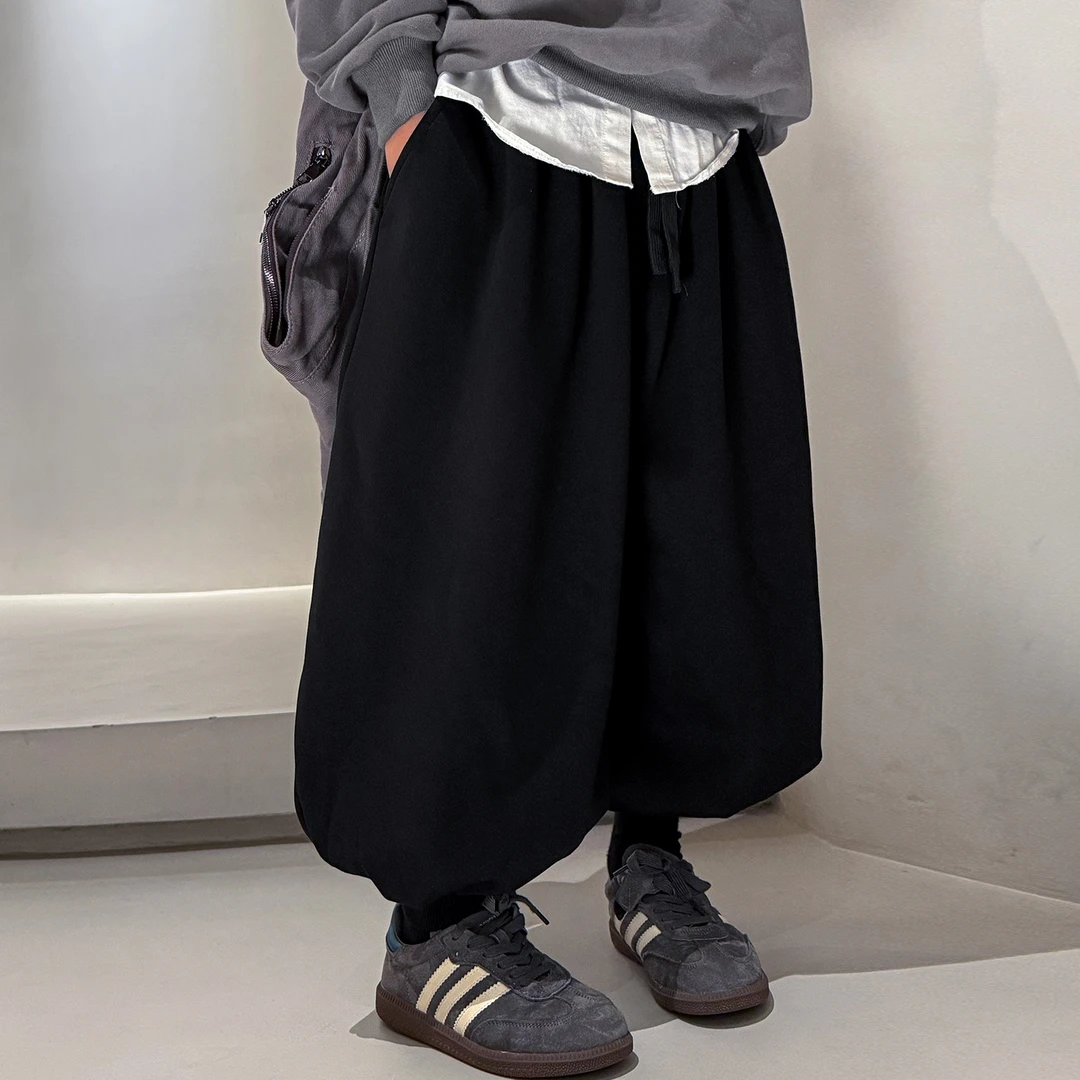 保姆鹅奢断码联名男童加绒裤子秋冬季2025新款大儿童加厚卫裤灯笼