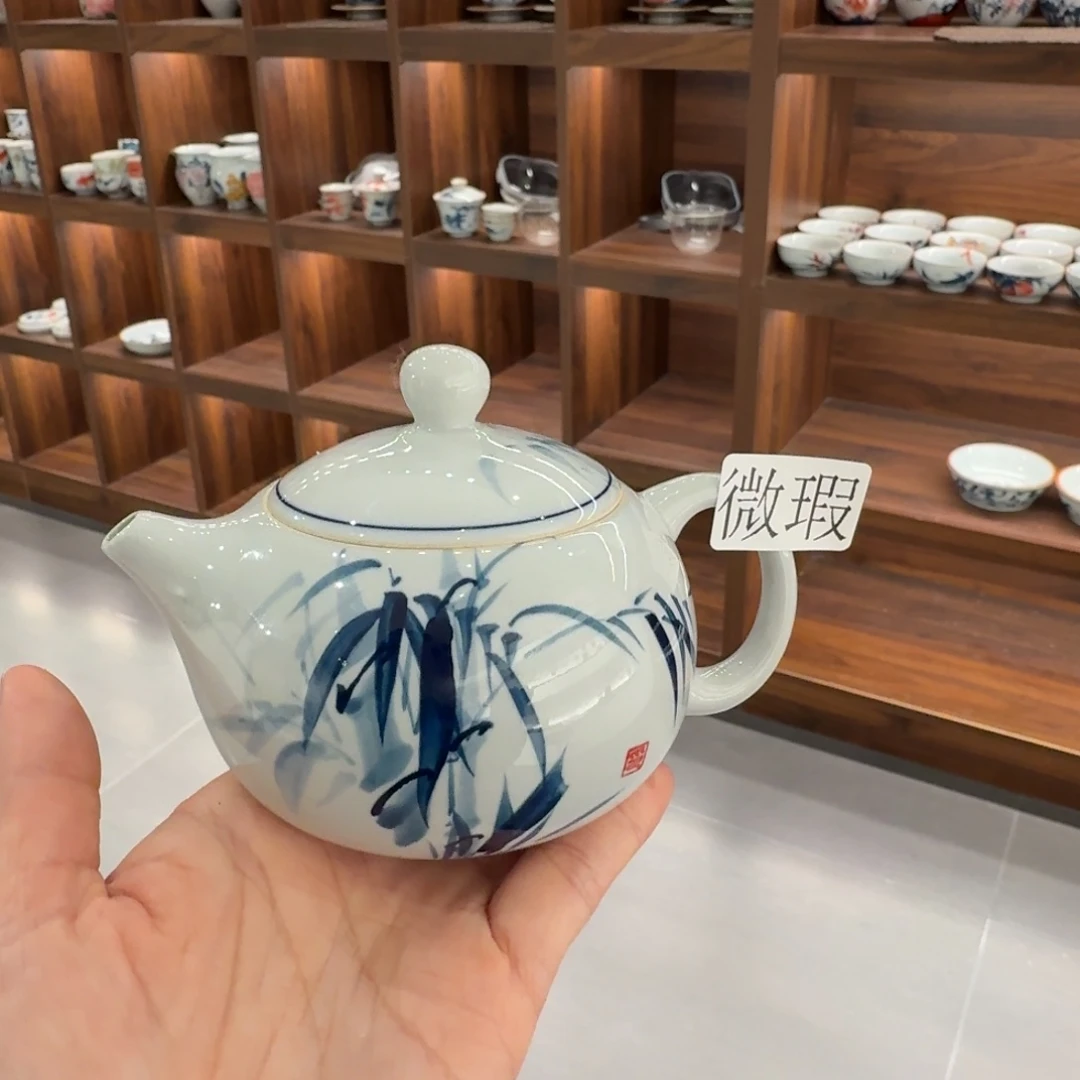 釉下手绘茶具微瑕