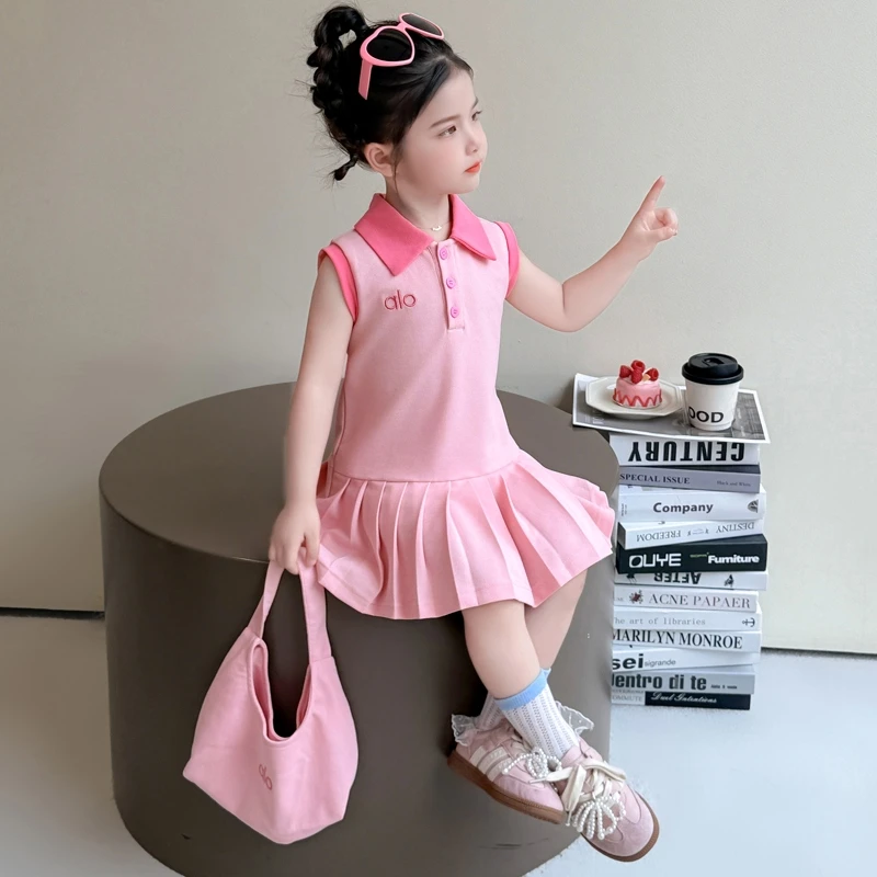 女童连衣裙夏季2025新款儿童韩系学院风背心裙小女孩时尚POLO裙子
