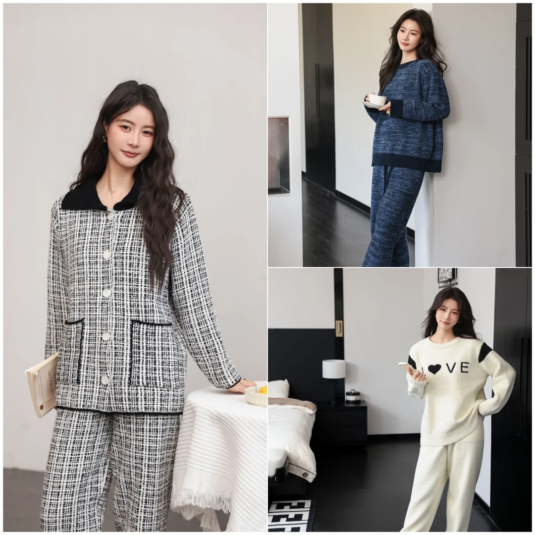 【臣彩】合集-冬季加绒保暖百搭家居服睡衣套装轻奢半边绒231-250