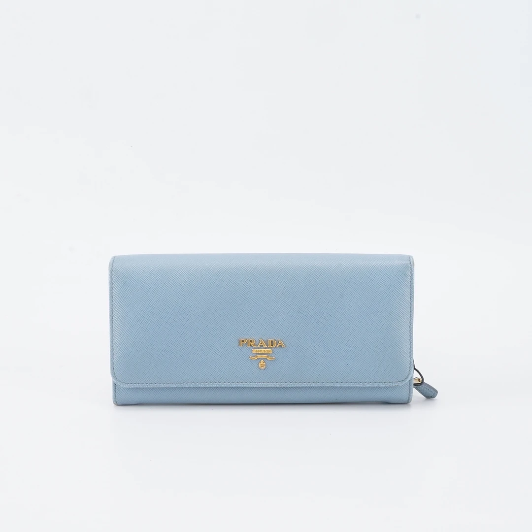 95新 Prada/普拉达 【桔夕静文】翻盖长款钱包/BGD401370021