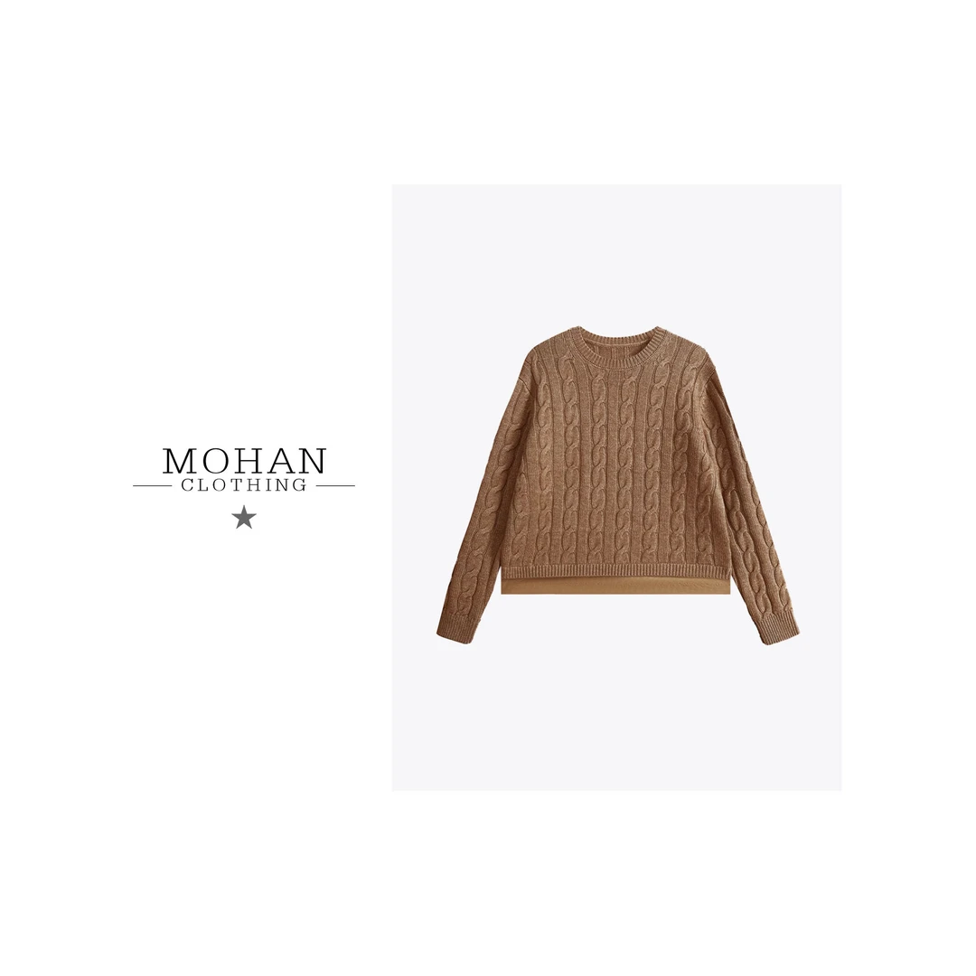 CLOTHING/墨含高奢时尚潮流气质简约优雅舒适百搭圆领毛衣LW90701